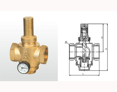 埃美柯黃銅活塞式可調減壓閥結構圖 埃美柯黃銅活塞式可調減壓閥結構圖