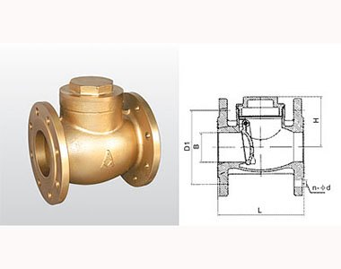 埃美柯黃銅法蘭止回閥結構圖 埃美柯黃銅法蘭止回閥結構圖