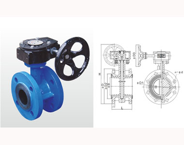 埃美柯蝸輪法蘭蝶閥結構圖 埃美柯蝸輪法蘭蝶閥結構圖