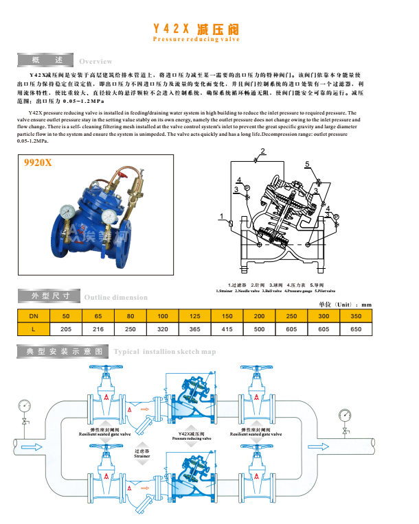 埃美柯200X減壓閥技術參數
