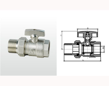 埃美柯黃銅內外螺紋活接頭球閥結構圖