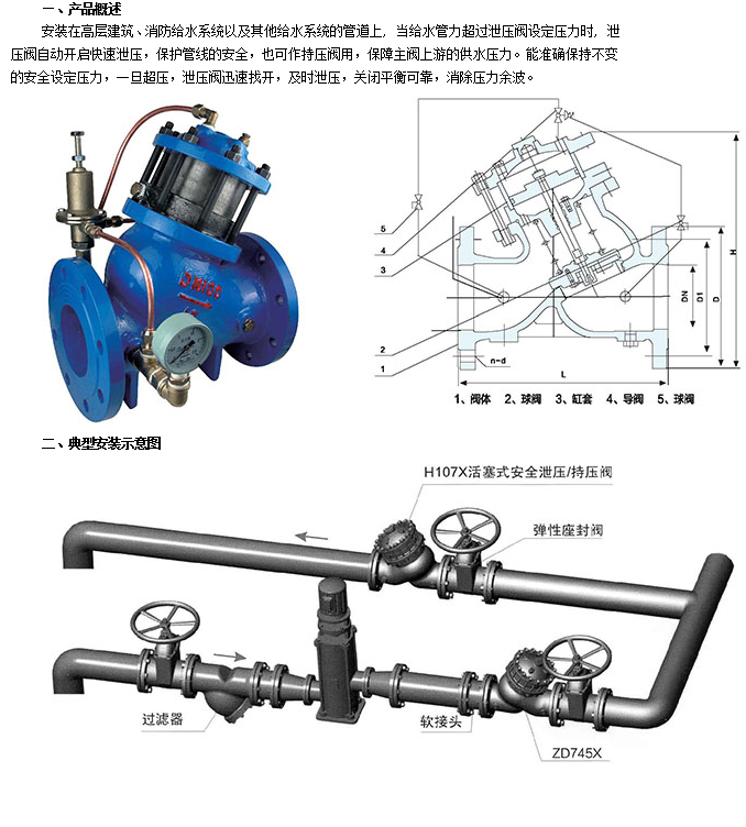 埃美柯活塞式安全泄壓持壓閥安裝示意圖 埃美柯活塞式安全泄壓持壓閥安裝示意圖