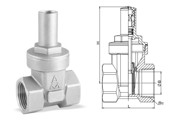 埃美柯不銹鋼軟密封帶鎖閘閥8130結構圖