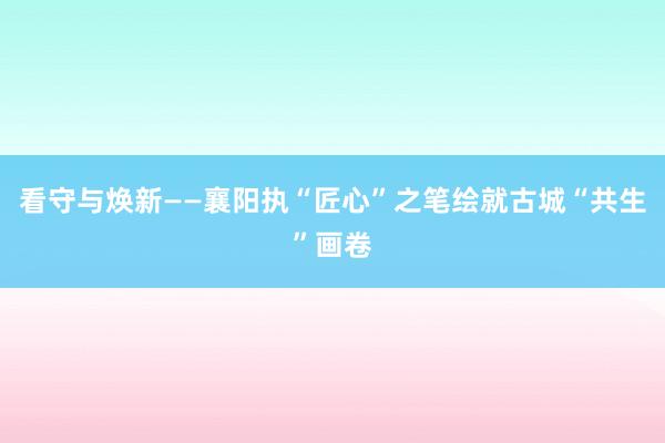 看守与焕新——襄阳执“匠心”之笔绘就古城“共生”画卷
